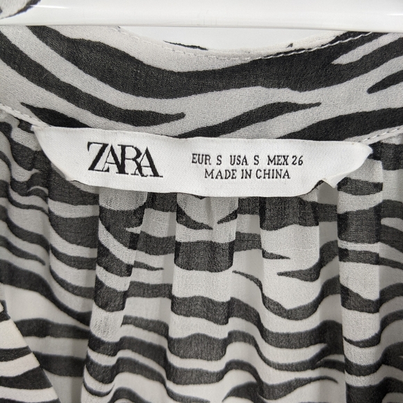 Zara Sheer Zebra Print Long Oversize Blouse Top - Picture 8 of 10